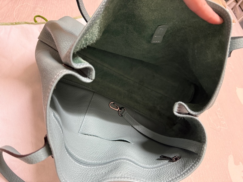 LONGCHAMP ROSEAU ESSENTIAL系列 金屬竹節 牛皮托特包-鼠尾草綠-16