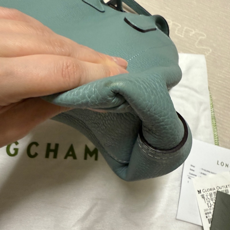 LONGCHAMP ROSEAU ESSENTIAL系列 金屬竹節 牛皮托特包-鼠尾草綠-19