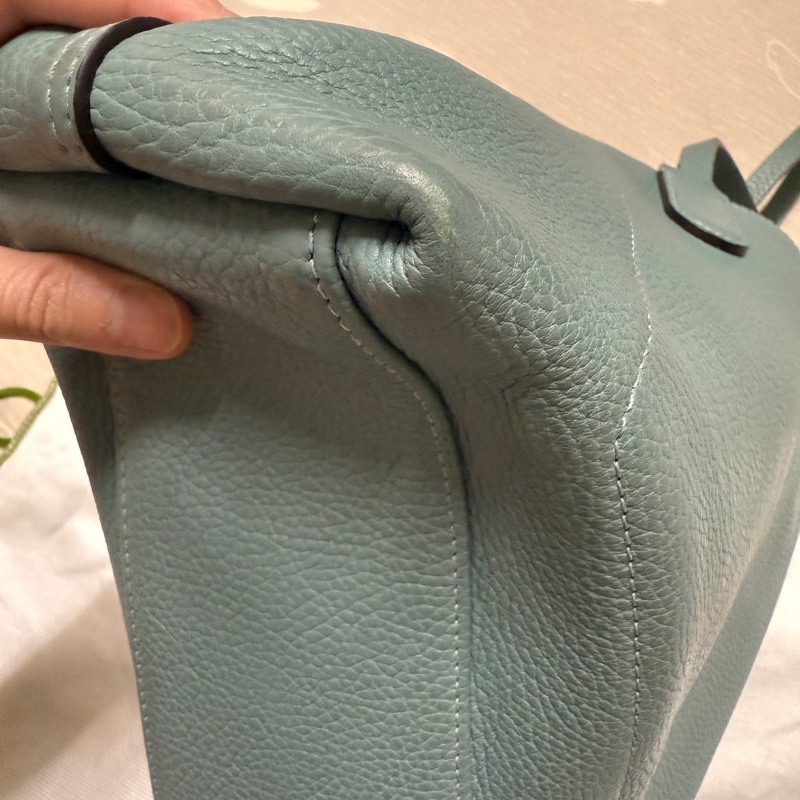 LONGCHAMP ROSEAU ESSENTIAL系列 金屬竹節 牛皮托特包-鼠尾草綠-20