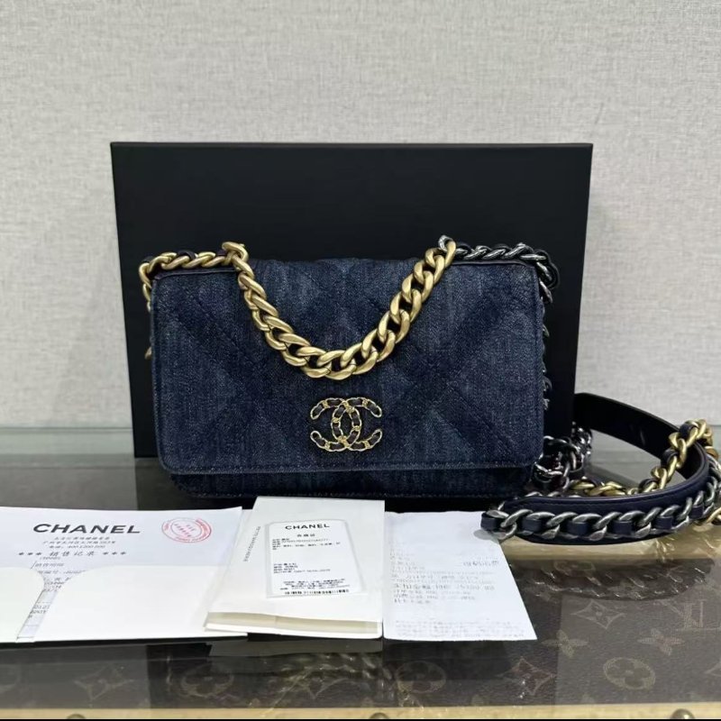 ✨CHANEL 23C19bag牛仔woc手提斜背包19*12*4 98新配件:塵袋購證-0