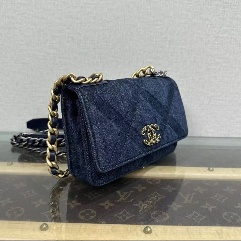 ✨CHANEL 23C19bag牛仔woc手提斜背包19*12*4 98新配件:塵袋購證-1