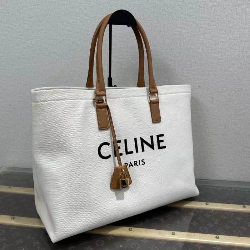 ✨CELINE cabas米白色沙灘帆布托特包43*31*15.5 98新配件塵袋-1