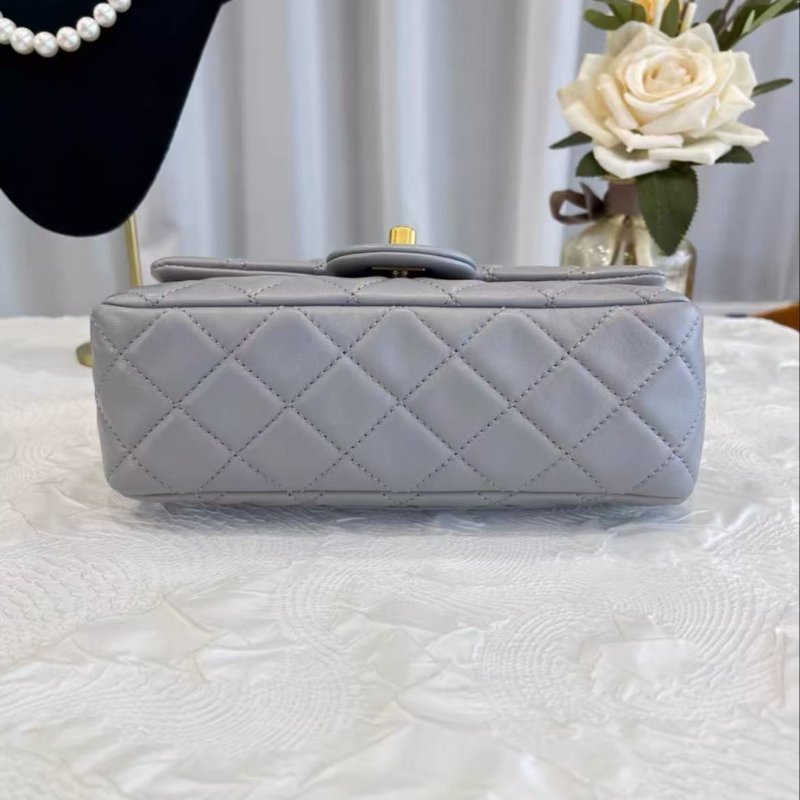 Chanel 21B 灰色羊皮金球cf大mini 芯片款 20*13*99新配件塵袋-4