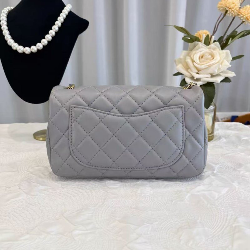 Chanel 21B 灰色羊皮金球cf大mini 芯片款 20*13*99新配件塵袋-6