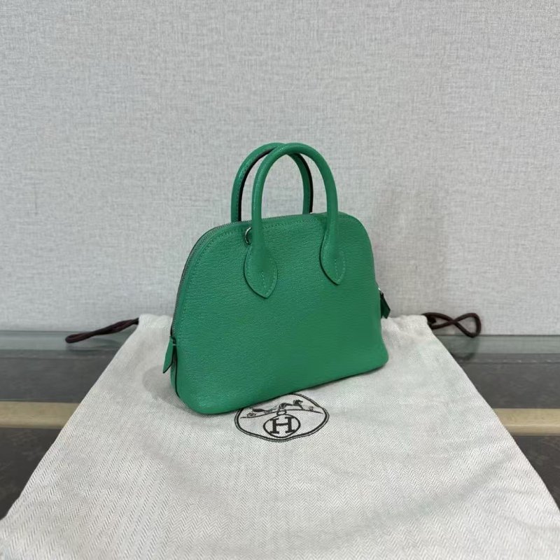 ✨HERMES 竹子綠銀扣mini保齡球包18*15*7.5 全新配件塵袋-1