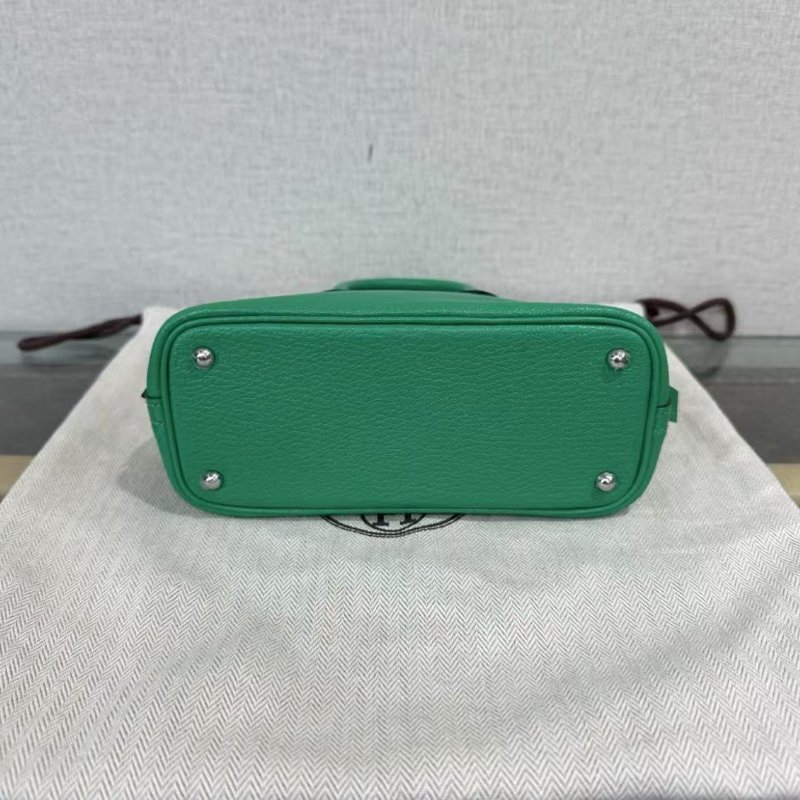 ✨HERMES 竹子綠銀扣mini保齡球包18*15*7.5 全新配件塵袋-3