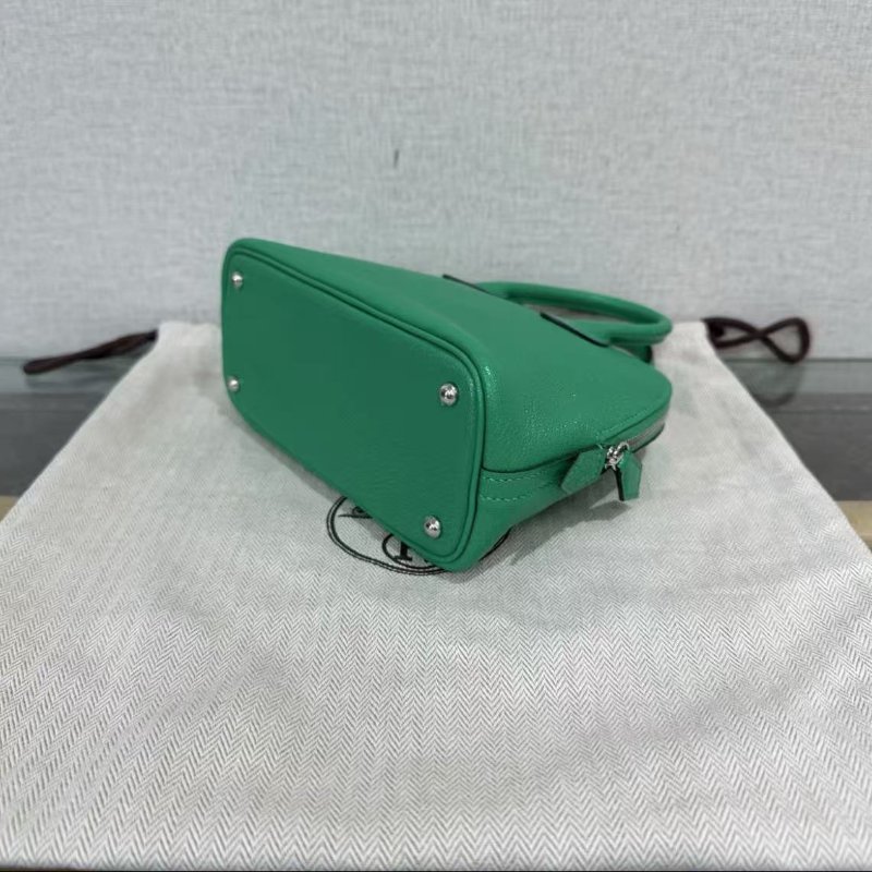 ✨HERMES 竹子綠銀扣mini保齡球包18*15*7.5 全新配件塵袋-4