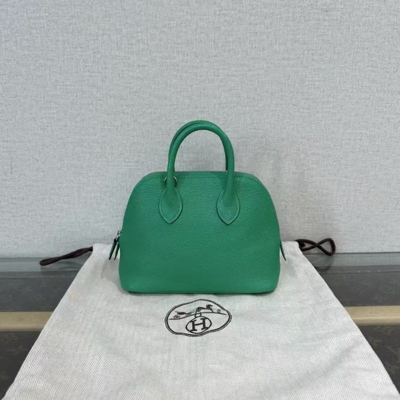 ✨HERMES 竹子綠銀扣mini保齡球包18*15*7.5 全新配件塵袋-5