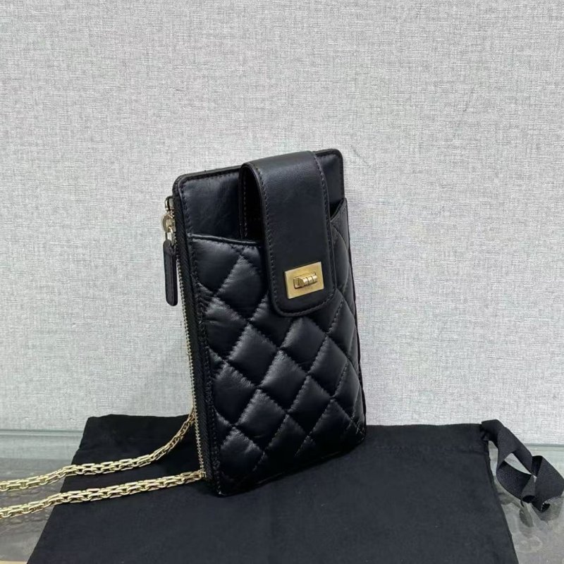 ✨CHANEL 黑金2.55肩背斜背鍊條手機包 11*18 98新配件塵袋盒子保卡-1