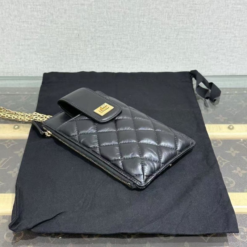 ✨CHANEL 黑金2.55肩背斜背鍊條手機包 11*18 98新配件塵袋盒子保卡-2