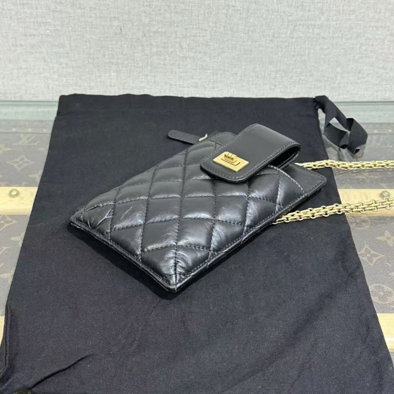 ✨CHANEL 黑金2.55肩背斜背鍊條手機包 11*18 98新配件塵袋盒子保卡-4