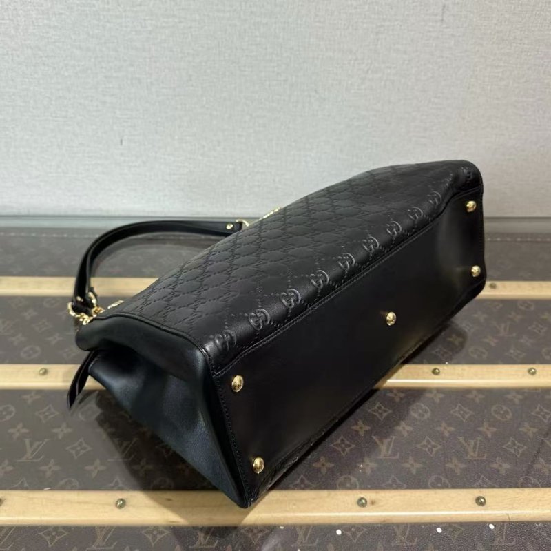 ✨GUCCI 黑金老花滿logo手提肩背購物包 35.5*27*14 98新配件塵袋-2