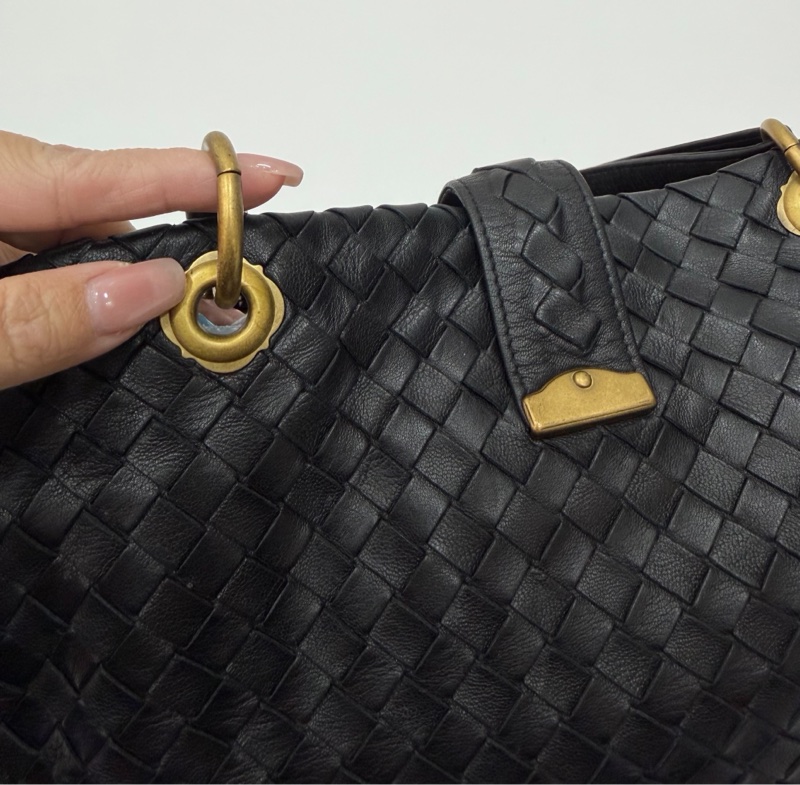 BOTTEGA VENETA（葆蝶家）BV黑色 編織 羅馬 鎖頭 托特包 肩背包 手提包 公事包 電腦包-12
