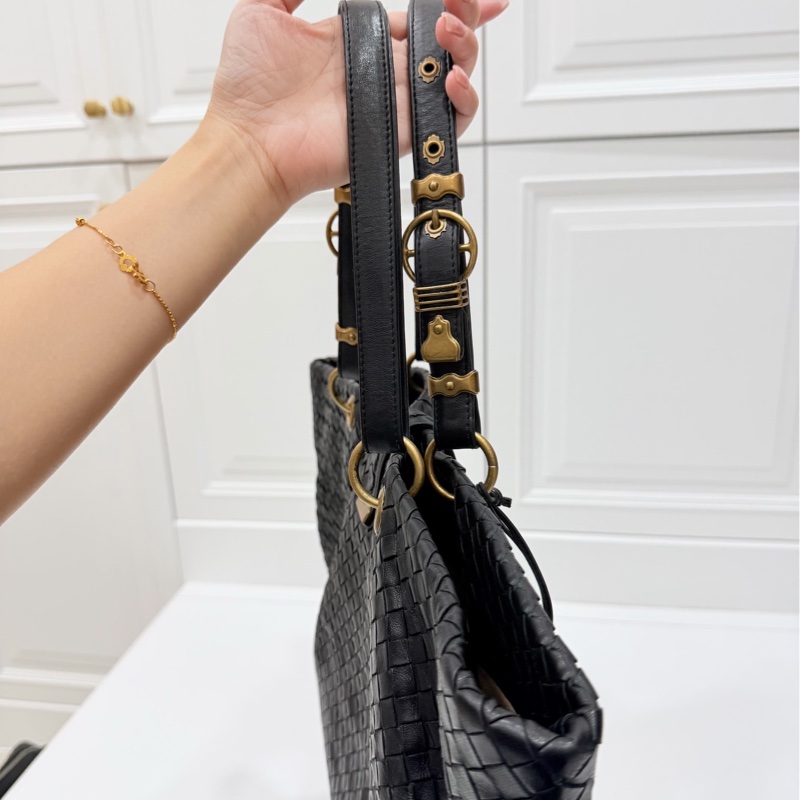 BOTTEGA VENETA（葆蝶家）BV黑色 編織 羅馬 鎖頭 托特包 肩背包 手提包 公事包 電腦包-14