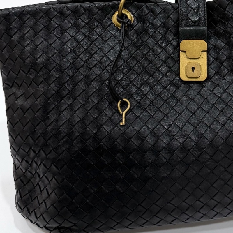BOTTEGA VENETA（葆蝶家）BV黑色 編織 羅馬 鎖頭 托特包 肩背包 手提包 公事包 電腦包-25