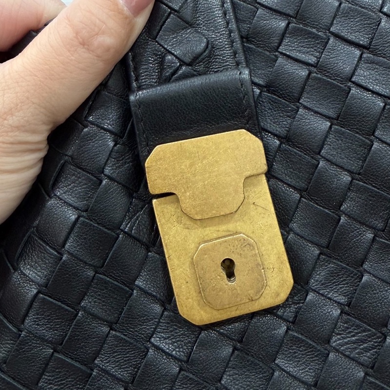 BOTTEGA VENETA（葆蝶家）BV黑色 編織 羅馬 鎖頭 托特包 肩背包 手提包 公事包 電腦包-30