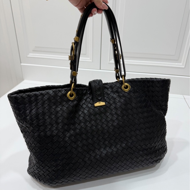 BOTTEGA VENETA（葆蝶家）BV黑色 編織 羅馬 鎖頭 托特包 肩背包 手提包 公事包 電腦包-1