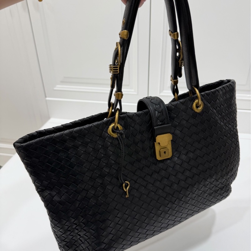 BOTTEGA VENETA（葆蝶家）BV黑色 編織 羅馬 鎖頭 托特包 肩背包 手提包 公事包 電腦包-4