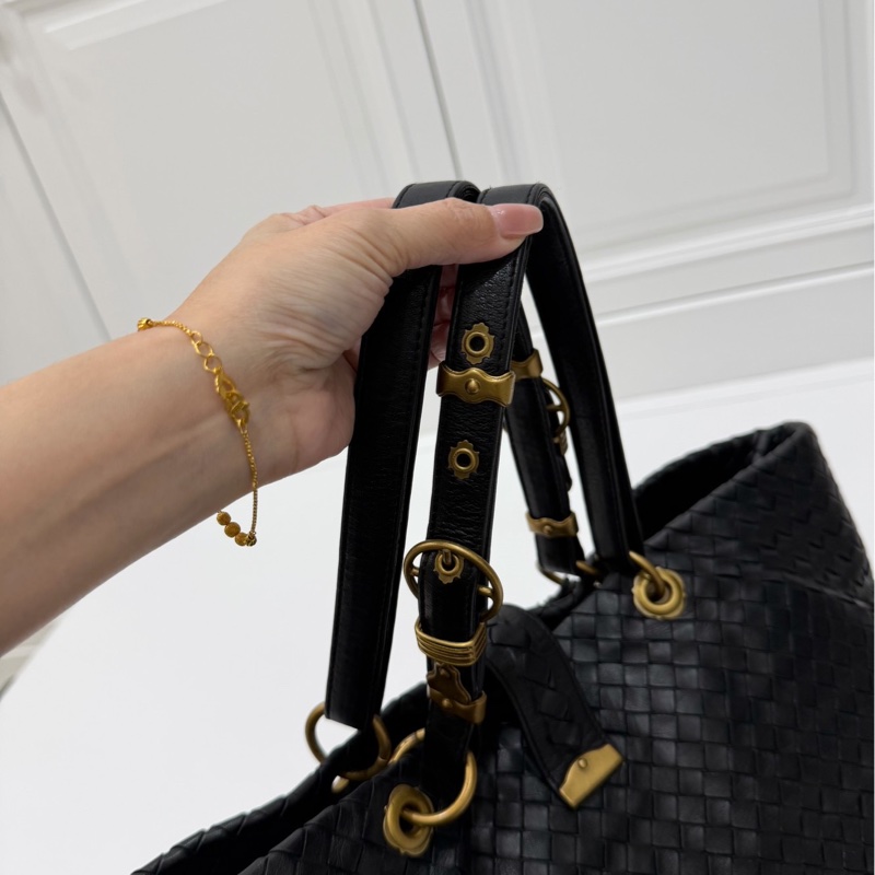 BOTTEGA VENETA（葆蝶家）BV黑色 編織 羅馬 鎖頭 托特包 肩背包 手提包 公事包 電腦包-6