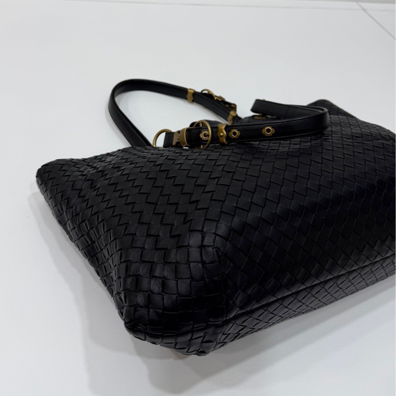 BOTTEGA VENETA（葆蝶家）BV黑色 編織 羅馬 鎖頭 托特包 肩背包 手提包 公事包 電腦包-9