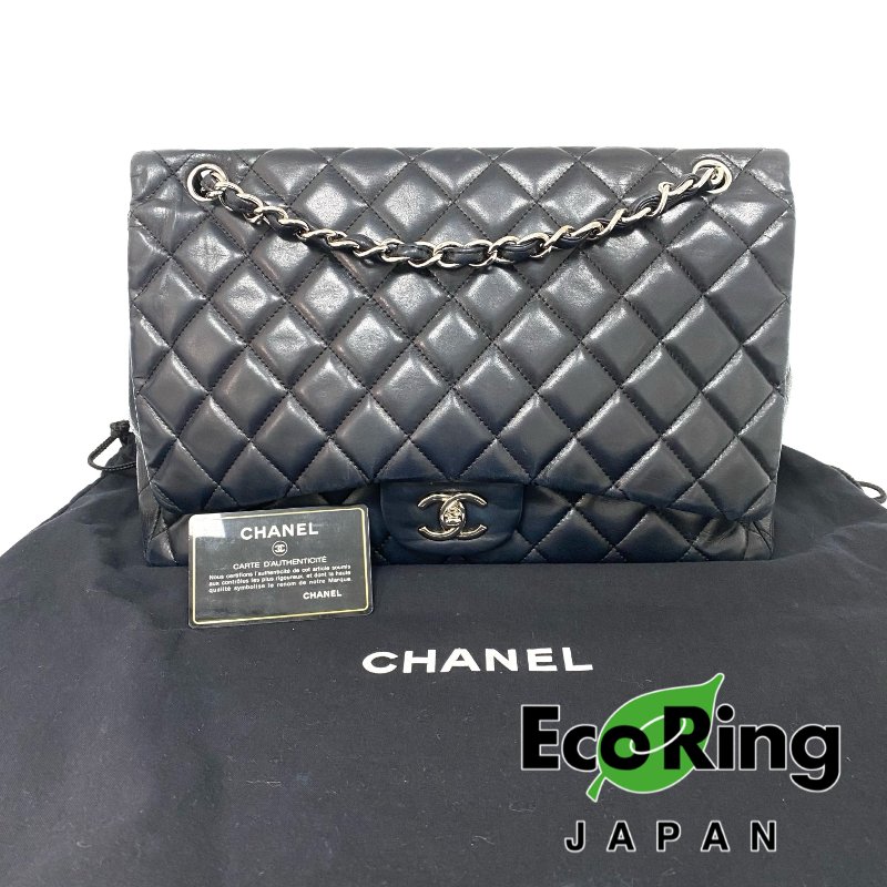 △ Chanel 香奈兒 Jumbo Maxi CF33 Black Lambskin Silver Tone Metal Chain Shoulder Bag No.13 A47600 黑色小羊皮銀色金屬鏈條肩背袋 No.13 A47600 -257015928-0