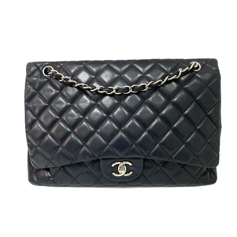 △ Chanel 香奈兒 Jumbo Maxi CF33 Black Lambskin Silver Tone Metal Chain Shoulder Bag No.13 A47600 黑色小羊皮銀色金屬鏈條肩背袋 No.13 A47600 -257015928-1