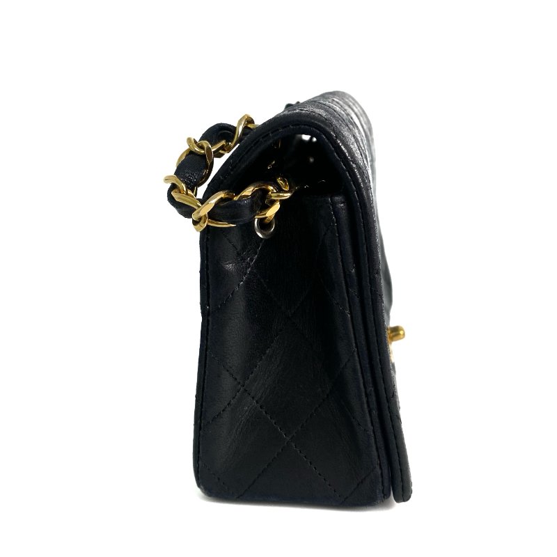 △ Chanel 香奈兒 20CM Black Lambskin Gold Tone Metal Mini Classic Flap Chain Shoulder Bag No.1 20CM黑色小羊皮金色金屬鎖鏈肩背袋No.1 - 257015584-3