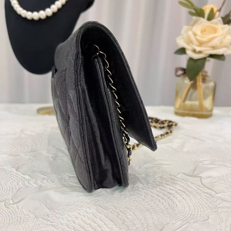 Chanel19S 幻彩黑金荔枝紋WOC發財包鍊條包 19*12*3.5 99新配件保卡-4