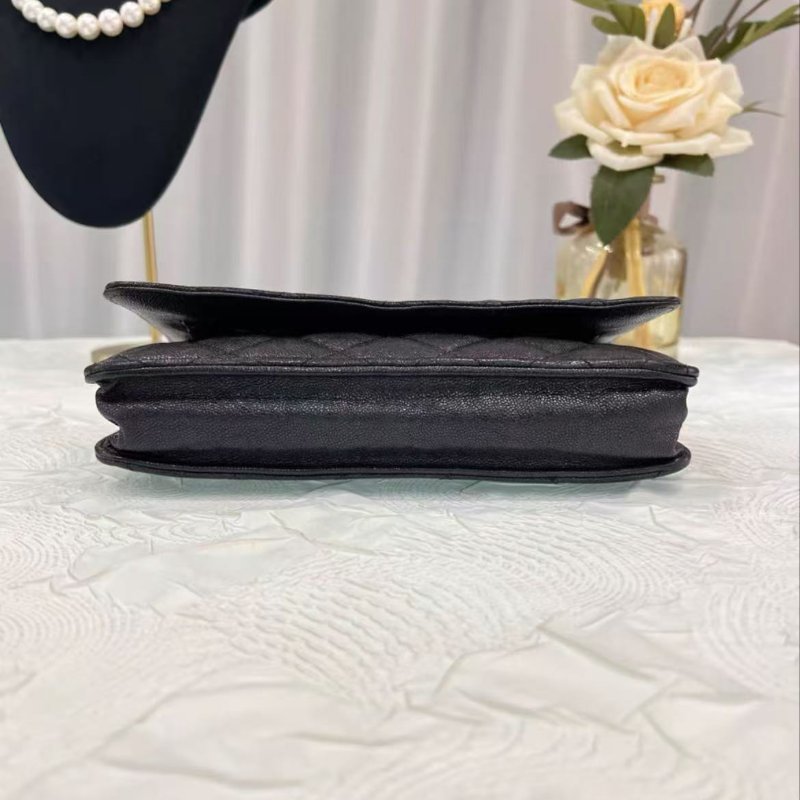 Chanel19S 幻彩黑金荔枝紋WOC發財包鍊條包 19*12*3.5 99新配件保卡-5