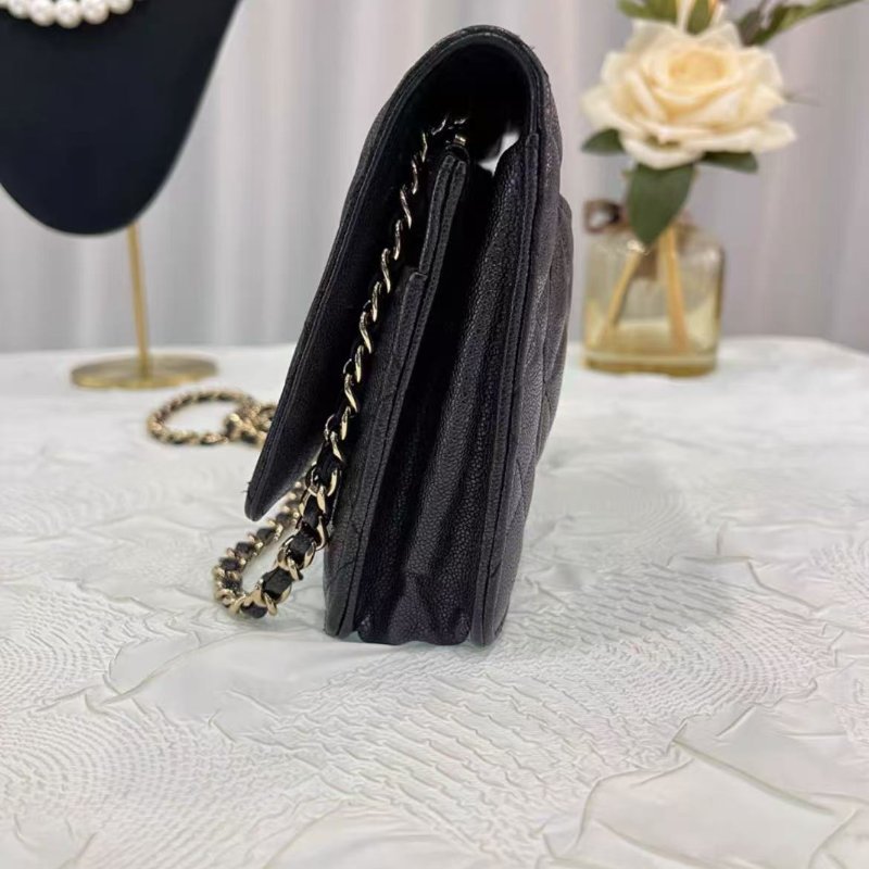 Chanel19S 幻彩黑金荔枝紋WOC發財包鍊條包 19*12*3.5 99新配件保卡-6