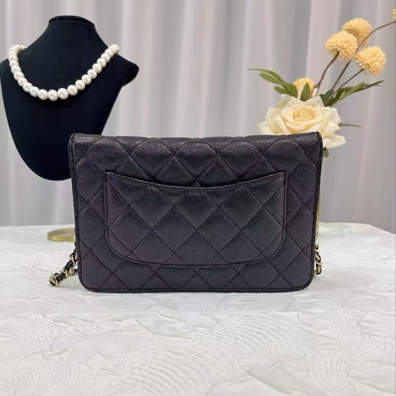 Chanel19S 幻彩黑金荔枝紋WOC發財包鍊條包 19*12*3.5 99新配件保卡-7
