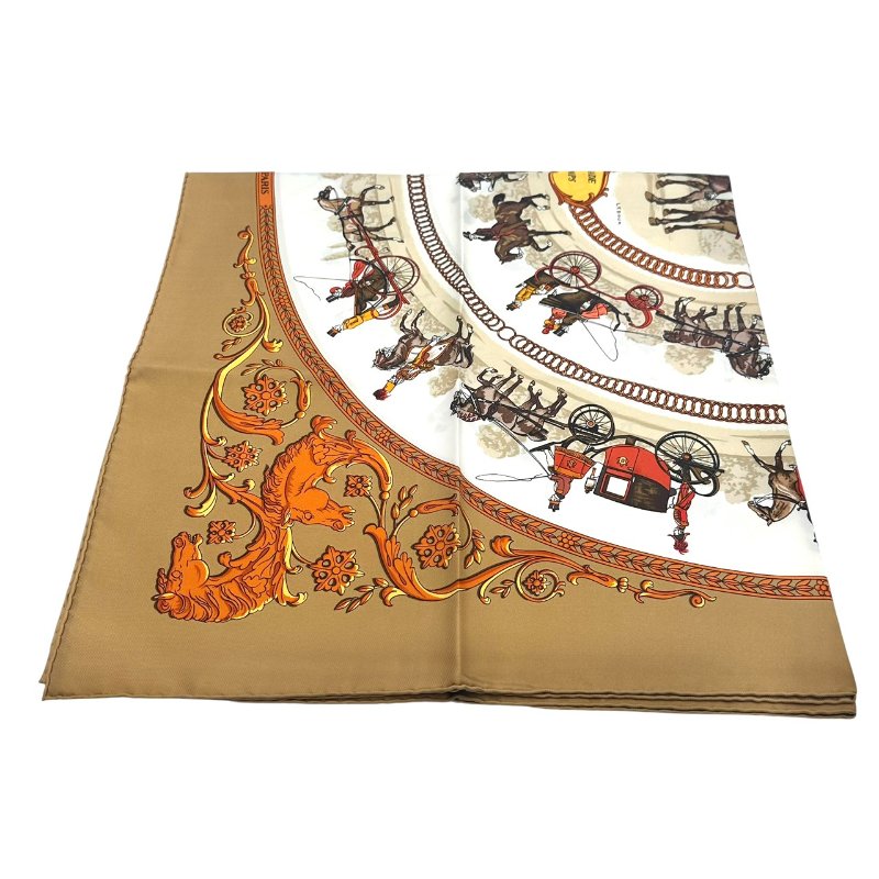 【美收精品】HERMES 米咖色圍巾 B-767【隔月月中將轉賣至日本 上架期限30天】-3