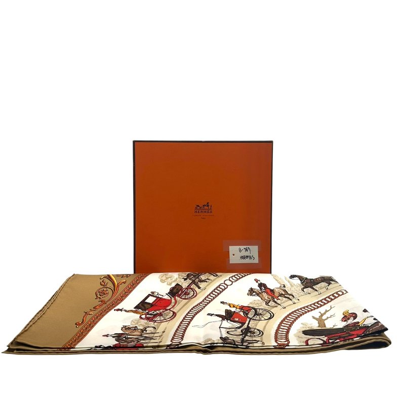 【美收精品】HERMES 米咖色圍巾 B-767【隔月月中將轉賣至日本 上架期限30天】-5