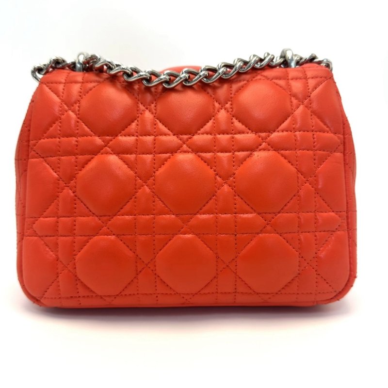 DIOR 紅銀菱格紋肩背斜背包20*13.5*9 98新配件塵袋-5