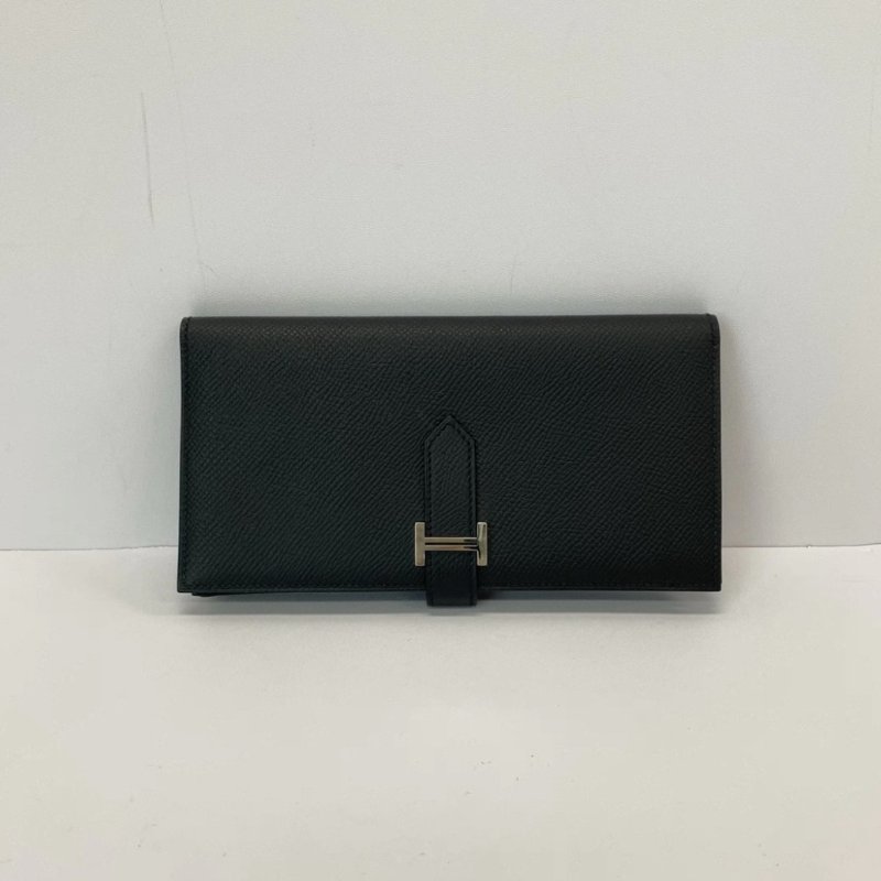HERMES bearn H黑銀長夾17.5*9*2 98新-0