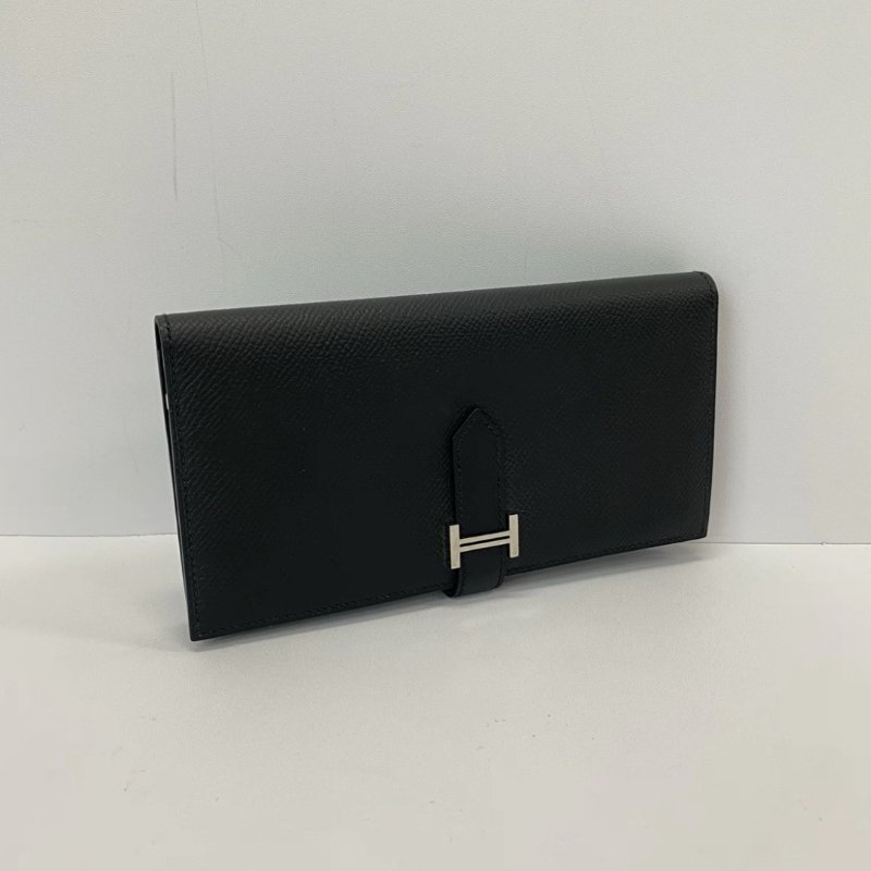 HERMES bearn H黑銀長夾17.5*9*2 98新-4