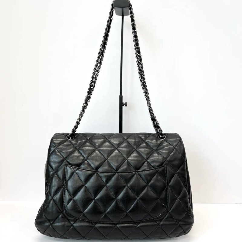 CHANEL 黑銀南瓜機場手提肩背包34.5*24*6.5 98新配件塵袋-5