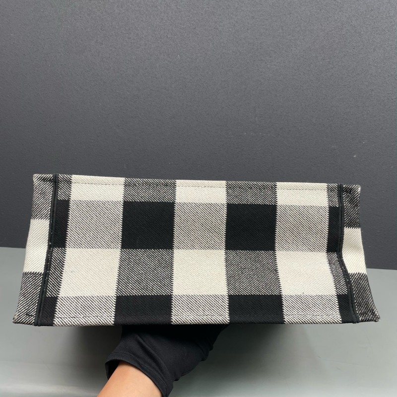 Dior迪奧 黑白格紋book tote大號托特包 手提包-3