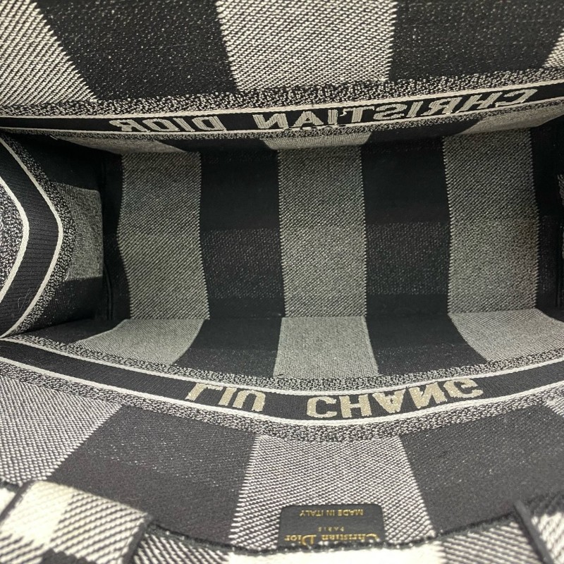 Dior迪奧 黑白格紋book tote大號托特包 手提包-5