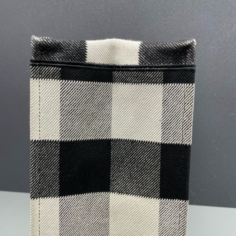 Dior迪奧 黑白格紋book tote大號托特包 手提包-9