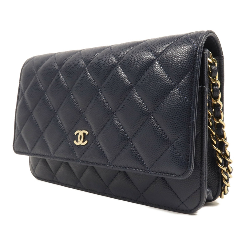 CHANEL 牛皮皮革WOC Wallet On Chain金扣鏈帶肩背袋-2