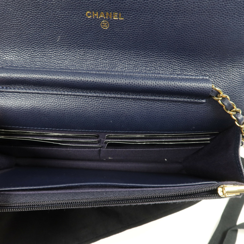 CHANEL 牛皮皮革WOC Wallet On Chain金扣鏈帶肩背袋-4