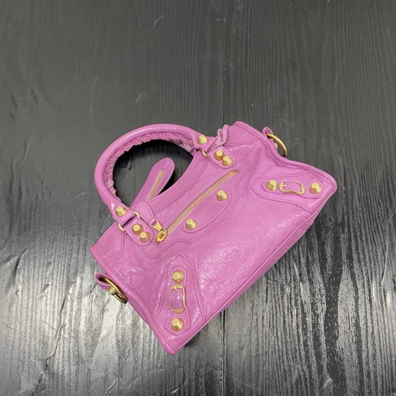 BALENCIAGA Le city粉金mini手提肩背斜背機車包23*16*6 97新配件鏡子塵袋-4