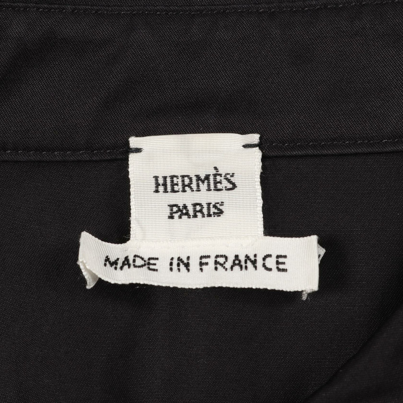 HERMES 長袖襯衫 棉質 黑色 二手 男士 #34-2