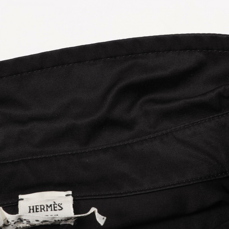 HERMES 長袖襯衫 棉質 黑色 二手 男士 #34-4