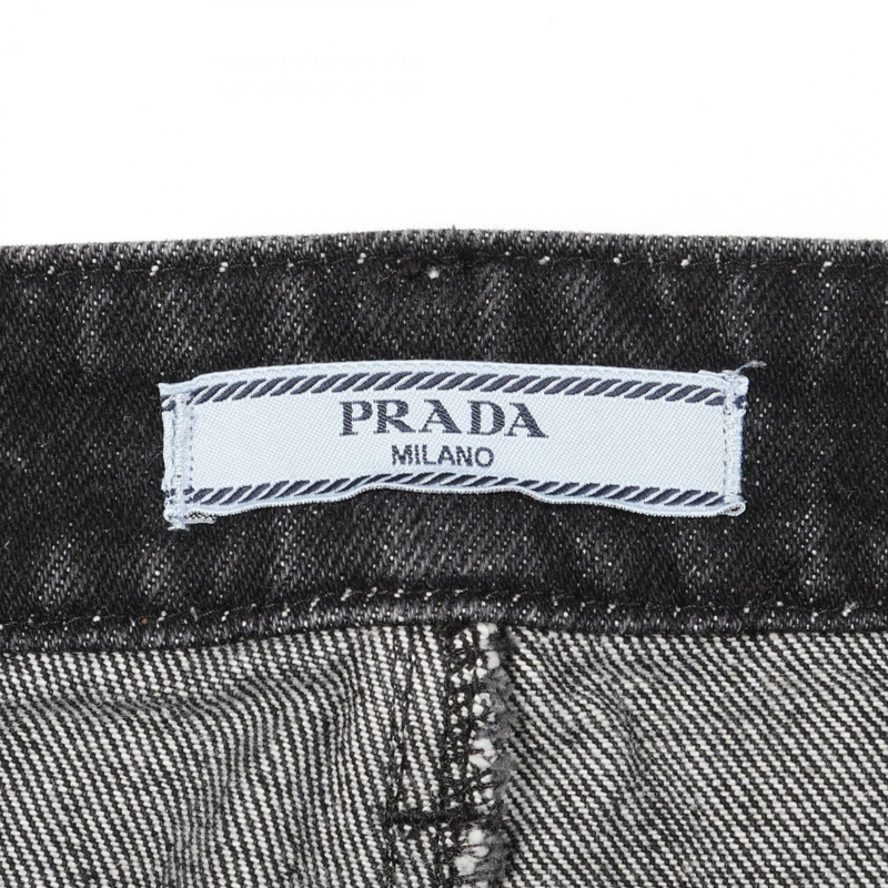 PRADA 三角形標誌牛仔鉛筆裙 棉質 黑色 36 號 二手 女款-2