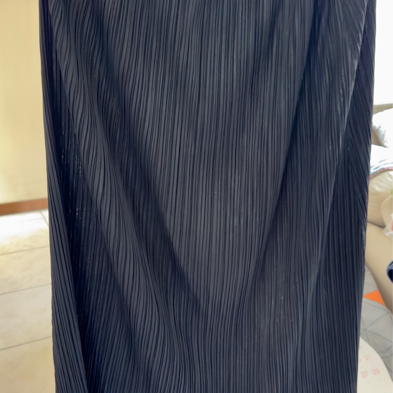 三宅ㄧ生P.P 黑色下擺流蘇中長裙二手-1