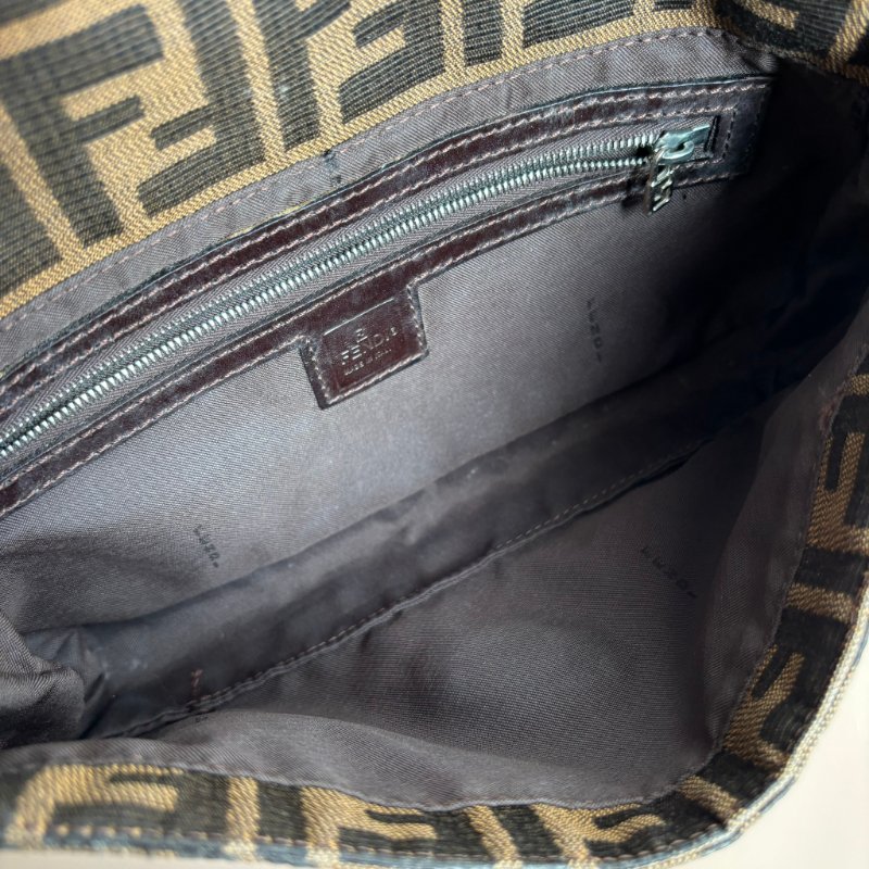 ::FENDI:: 銀釦!!經典花紋小款法棍 肩背包 腋下包 VINTAGE 手提包-30
