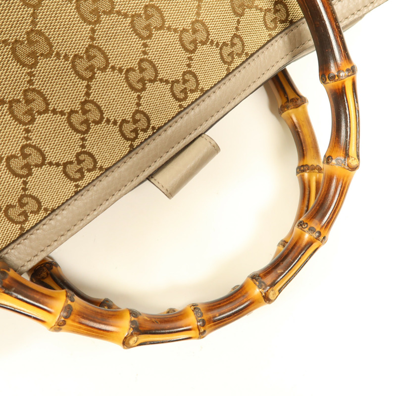 GUCCI 帆布Diana Bamboo Handle金扣手挽袋-4
