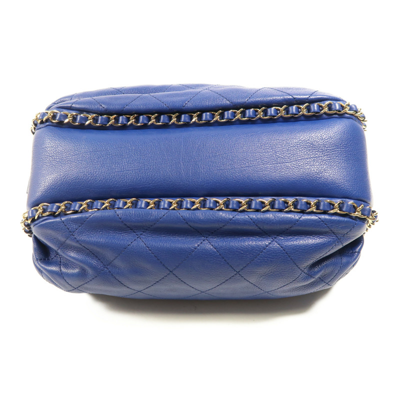 CHANEL 牛皮皮革Chain Shoulder金扣鏈帶肩背袋-3